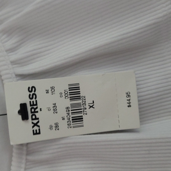 Express White Ruffle Ribbed Bodysuit - Picture 6 of 6